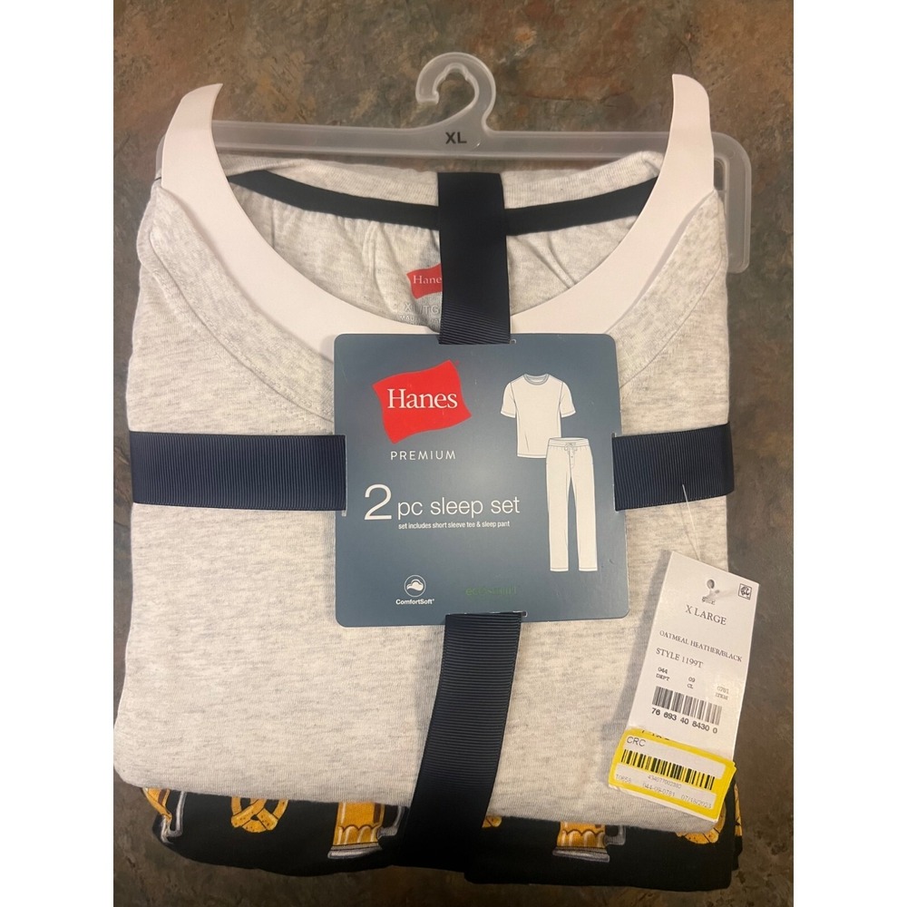 Hanes Mens Premium 2-Piece Sleep Set - XL -‎ beer pretzels Open Package
